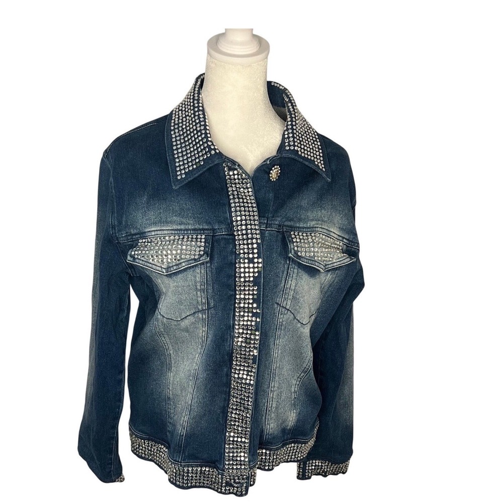 Rhinestone Denim Jean Jacket Embellished Western Jean Jacket Y2K